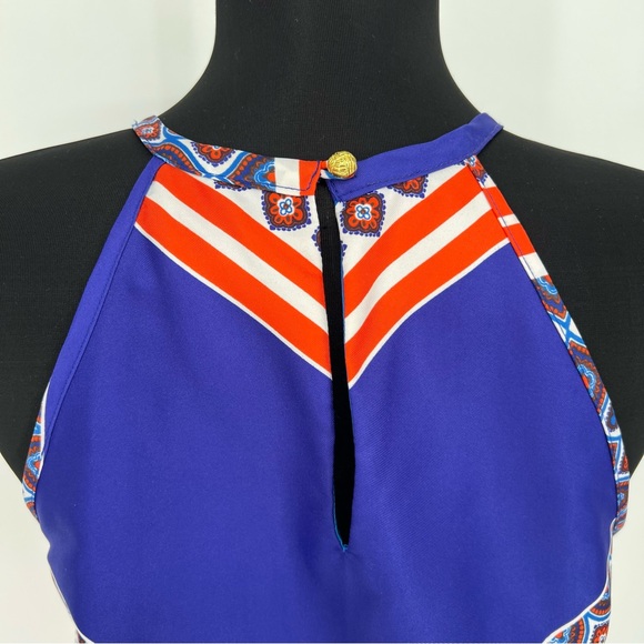Banana Republic Orange White‎ and Blue Halter Shift Dress Warm Combo SZ 2 - Picture 8 of 15